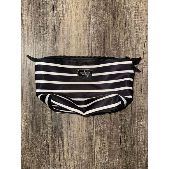 Kate Spade Black and White Striped Cosmetic Pouch - Picture 1 of 5